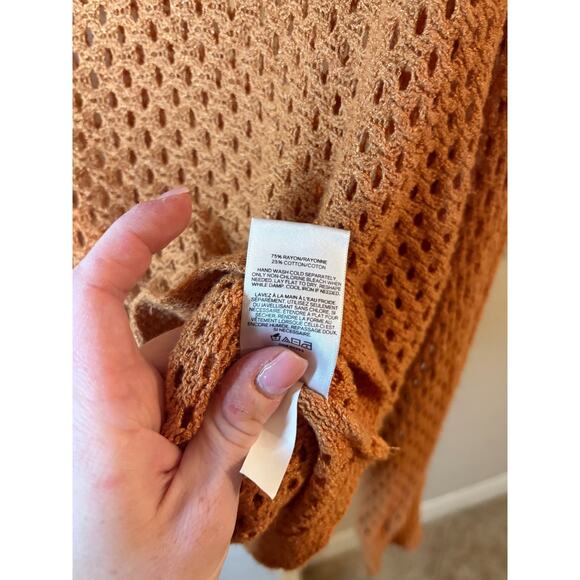 Express Open Stitch Dolman Sweater ORANGE Size M 4-10 - Picture 4 of 5